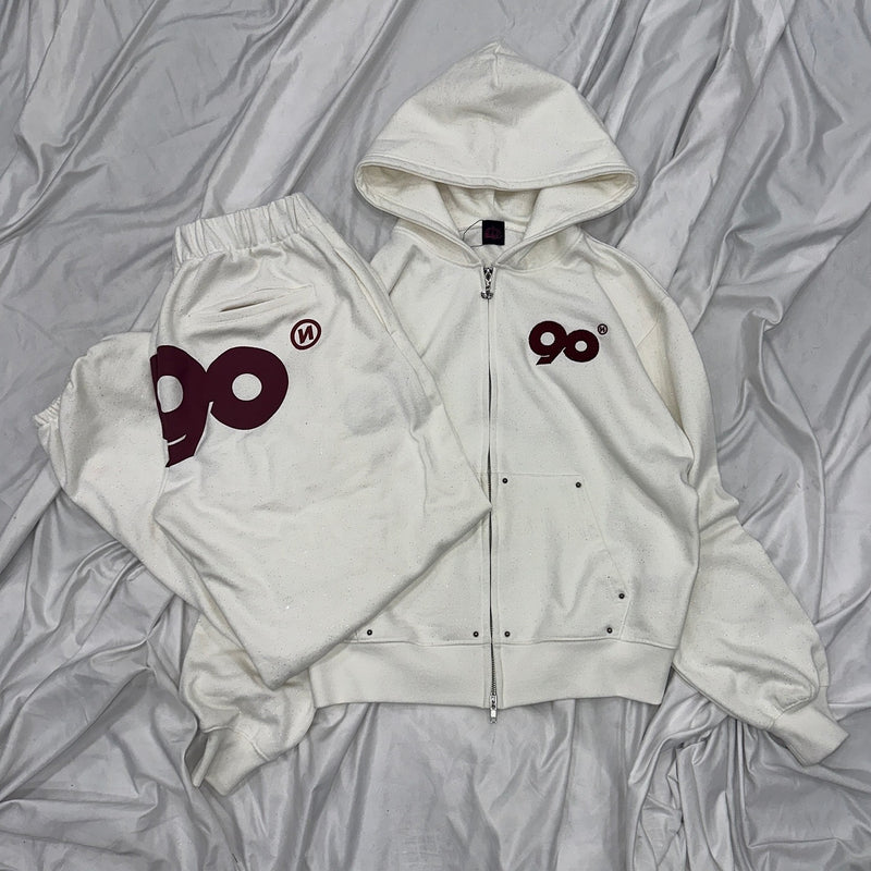 90 Logo Glitter Light Zip Hoodie【9090girl】 – YZ