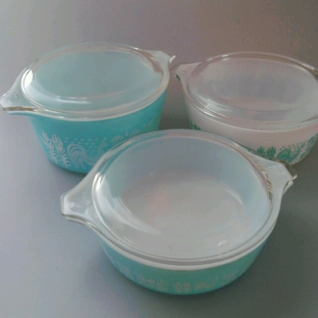 PYLEX】オールドパイレックス 耐熱ガラスのキャセロール3組セット