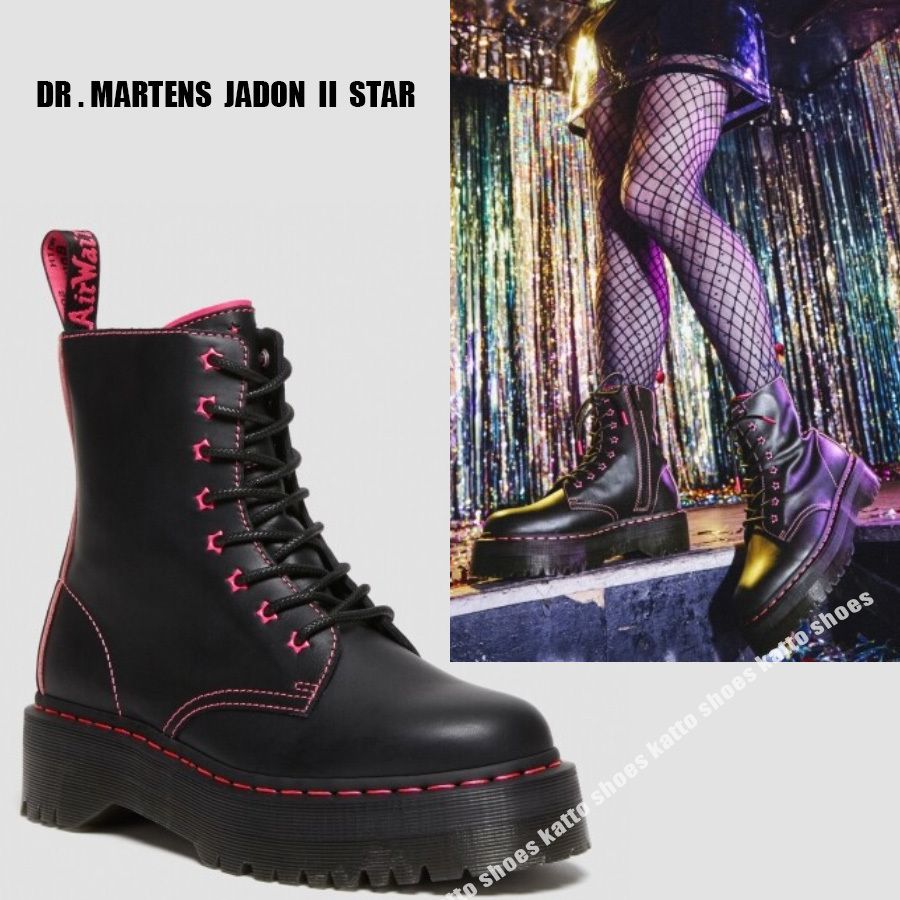 Dr Martens☆JADON II STAR☆厚底☆BLACK+CLASH PINK (Dr.Martens