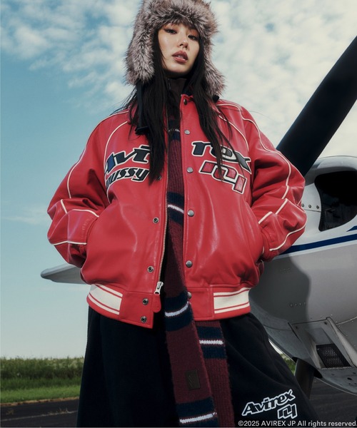 AVIREX×MOUSSY》LEATHER VARSITY JACKET（スタジャン）｜MOUSSY