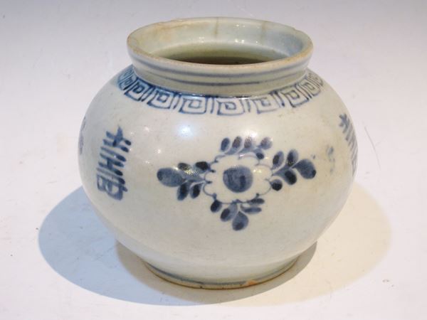 李朝 分院染付花寿文丸壷｜商品一覧｜GALLERY 帝塚山