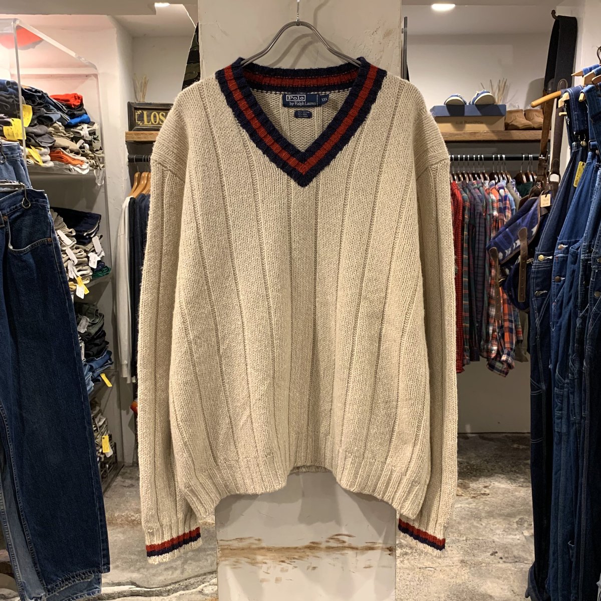 90s POLO by Ralph Lauren チルデンニット ラルフローレン XXL (S