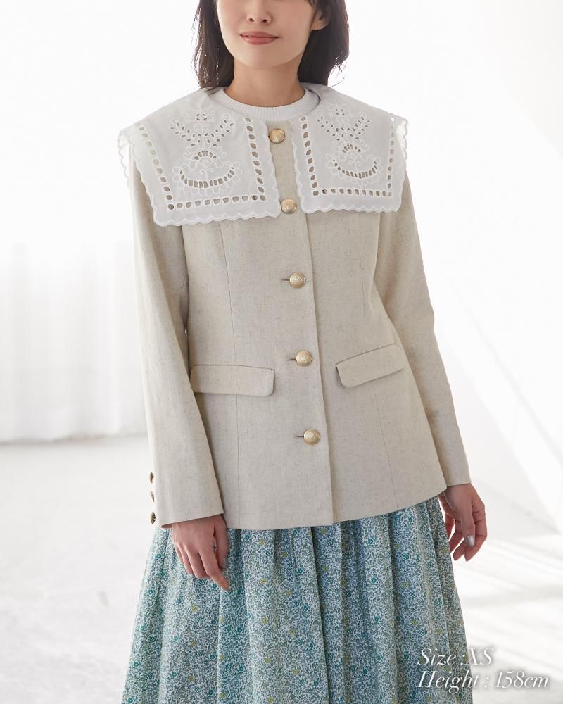 スクエアカラー2WAYジャケット(ベージュ) - seventen