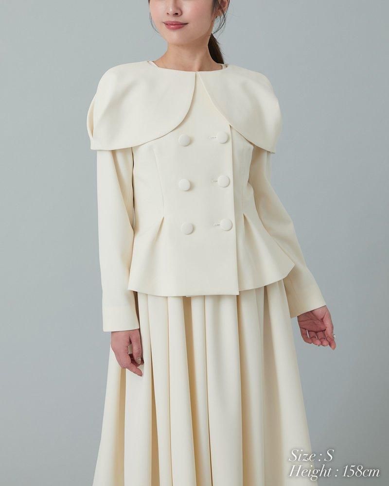 ケープ風ダブルボタンジャケット(オフホワイト) - seventen