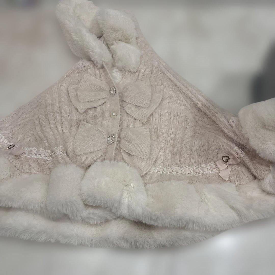 cocoriリズリサダブルリボンニットファーポンチョ LIZLISA リズリサ ダブルリボンニットファーポンチョの通販 by にゃん