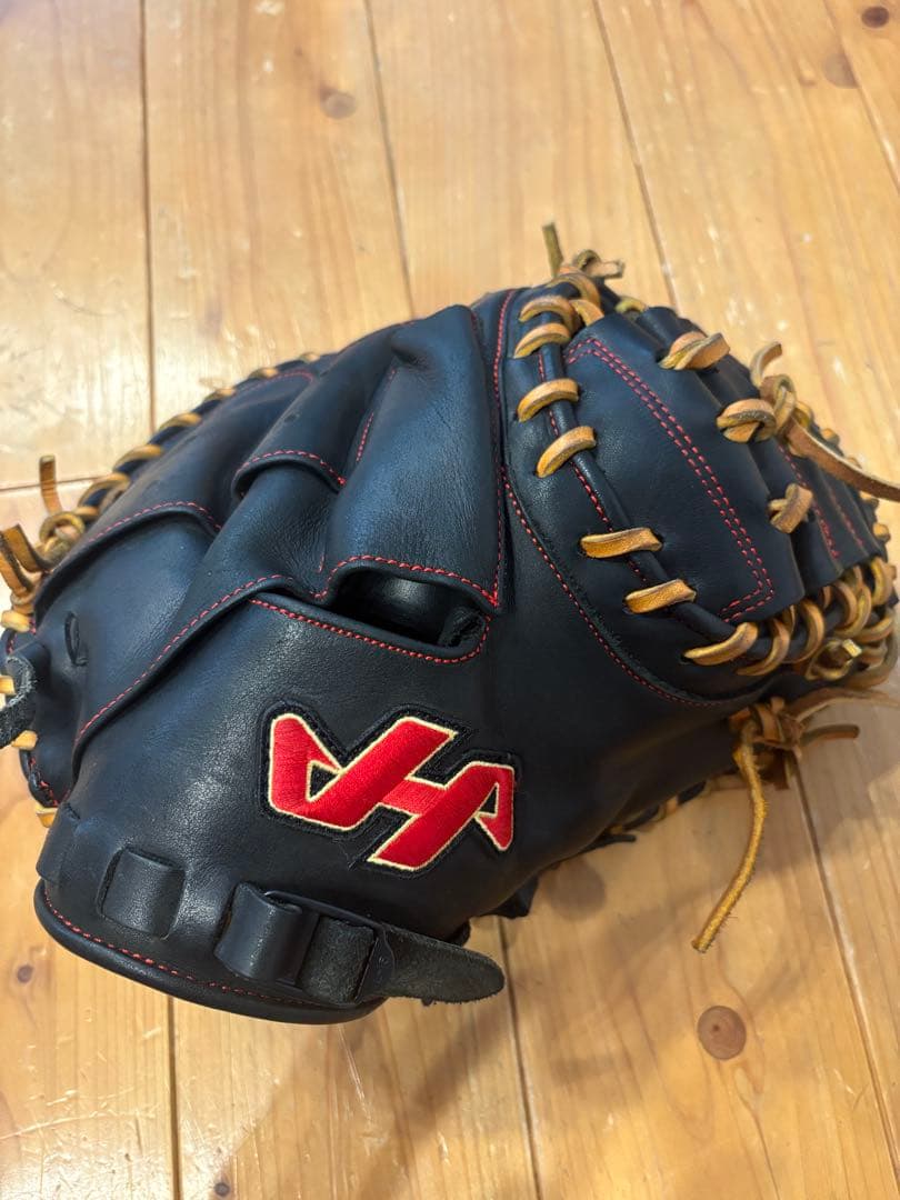 ハタケヤマ　キャッチャーミット　少年　美品 ハタケヤマ 40周年記念 限定品 PRO-M9OC オレンジ 中国 捕手用 軟式