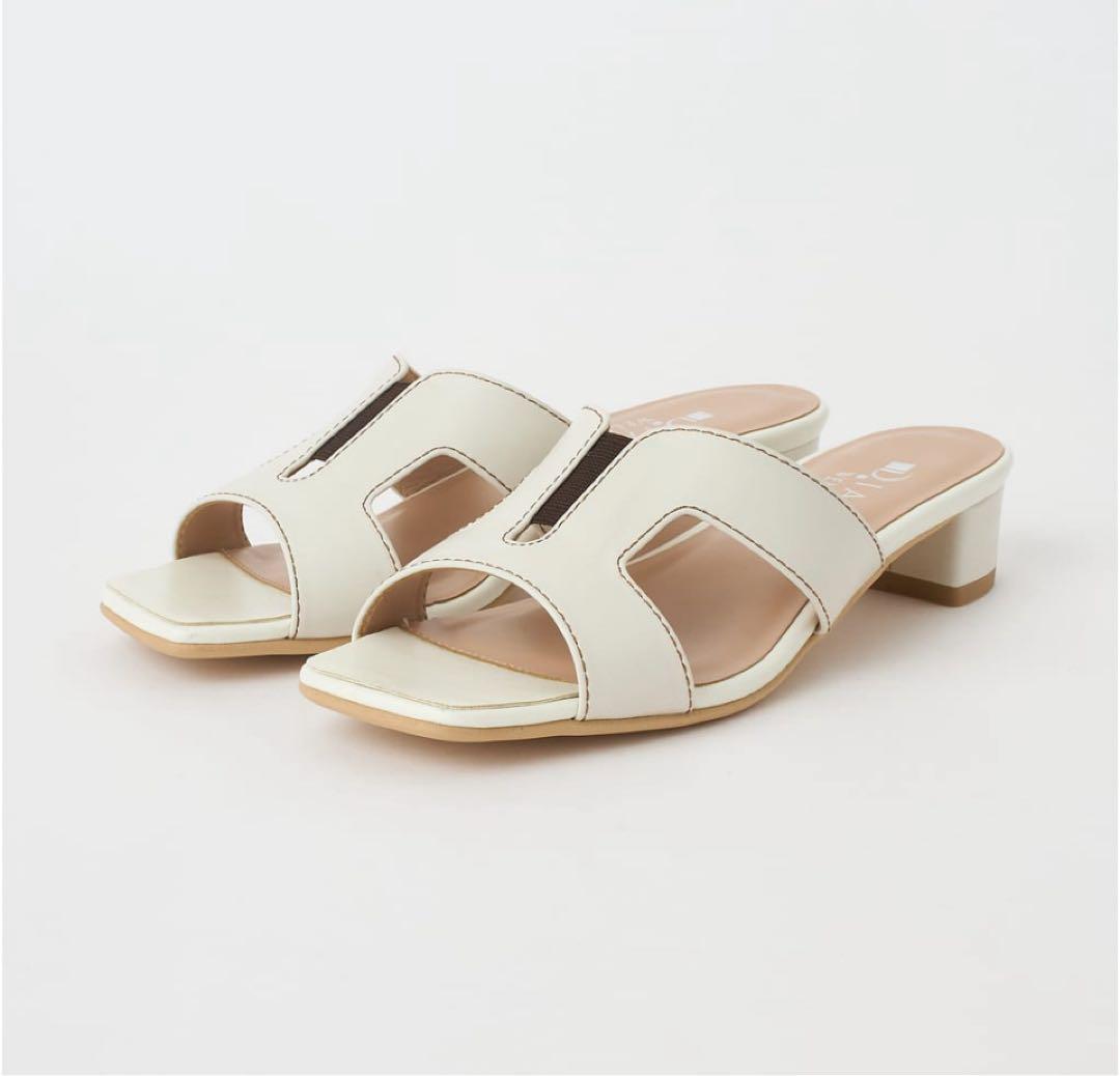 【未使用】今期2025 DIANA ホワイト ミュール　L　24.0 24.5 ダイアナ DIANA イントレチャートミュール(白メッシュ) （白メッシュ