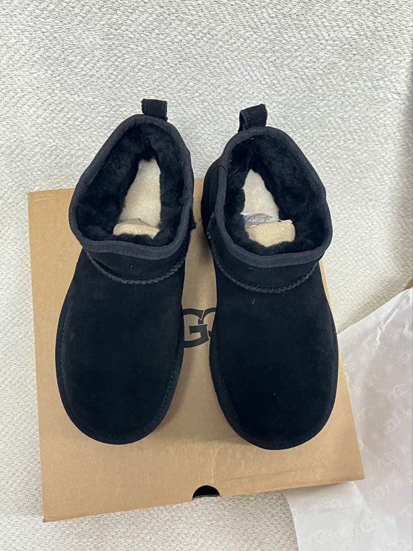 UGG ブラック ムートンブーツ プラットフォーム 厚底 23.5cm