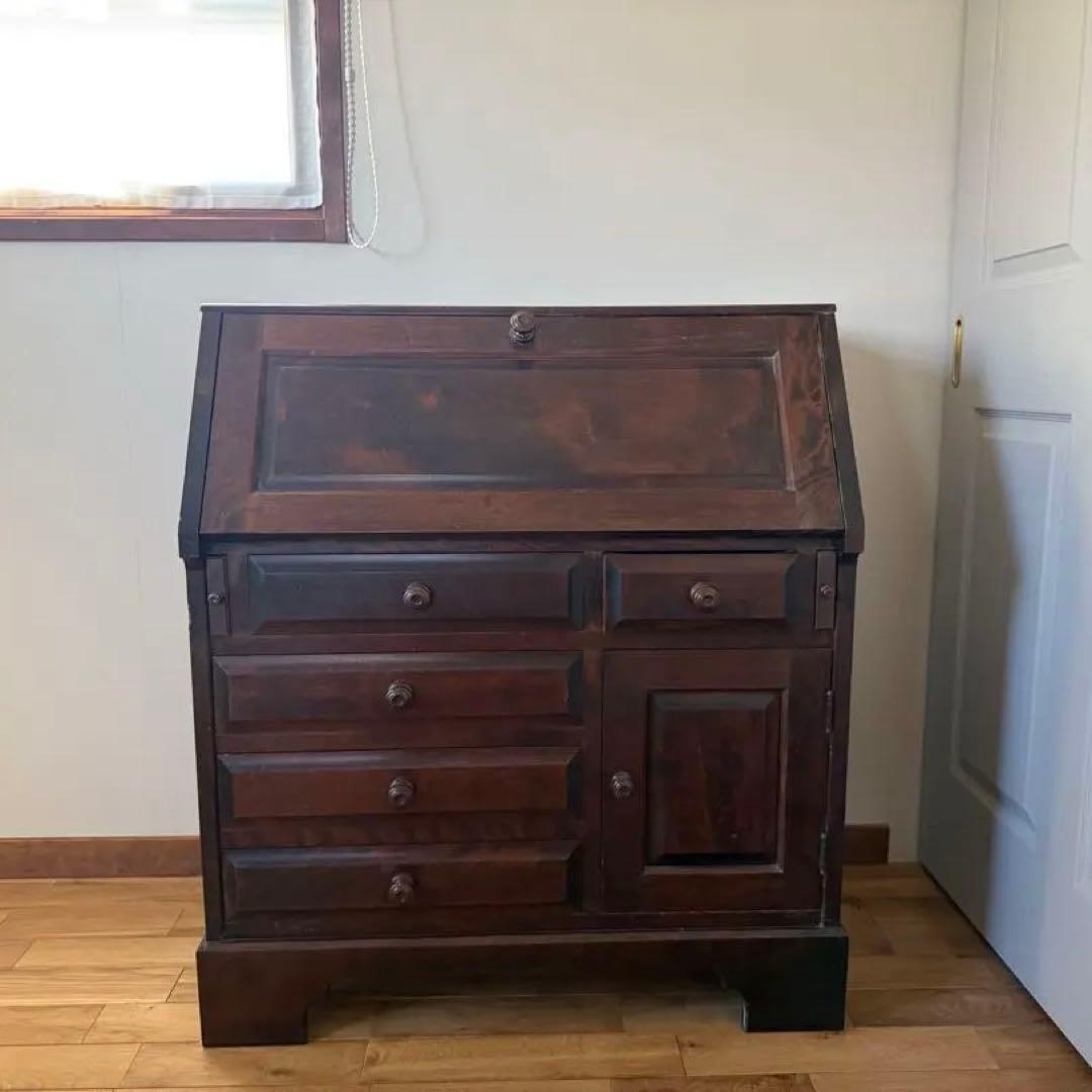 【ノンホルマリン】アンティーク ライティングビューロー デスク(北海道民芸家具) ノンホルマリン】アンティーク ライティングビューロー デスク(北海道