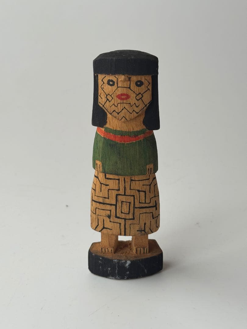 シピボ族 南米 ペルー アマゾン 木彫人形 フォークアート 民藝 アンティーク Vintage African American Folk Art Bottle - Handmade Figure - Rare