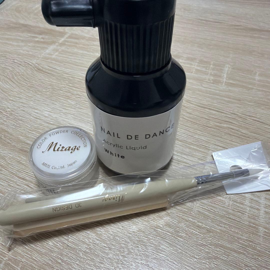アクリルリキッドホワイト100ml/3Dデザインブラシ/カラーパウダー NAIL DE DANCE | アクリルリキッド ホワイト 100mL | ライフ
